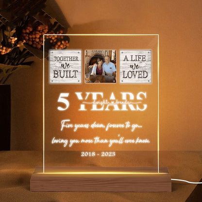 Personalized Wedding Anniversary Night Light 5th For Husband and Wife Night Light, Mother's Day Night Lights For Bedroom