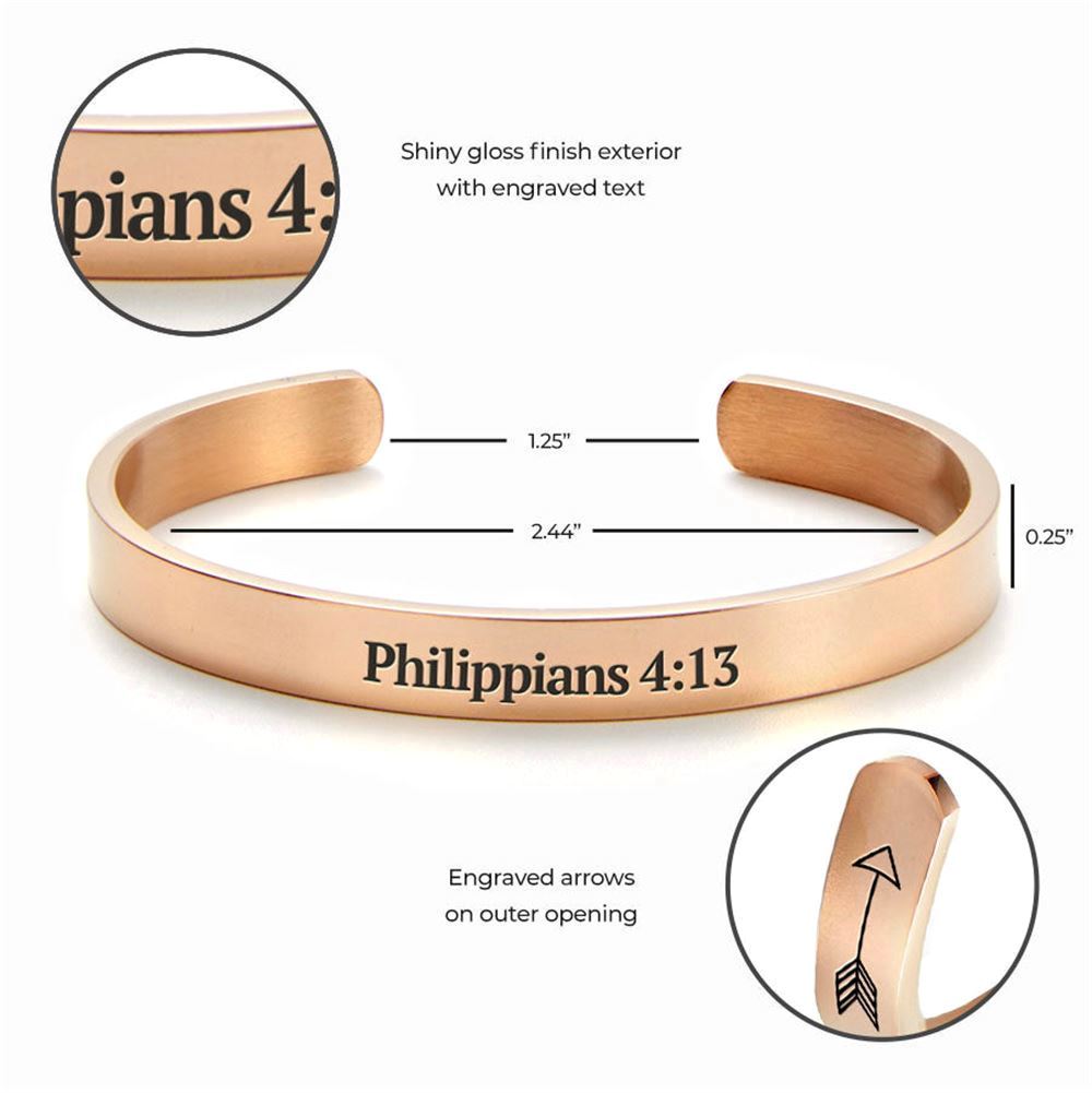 Philippians 413 Cuff Bracelet, Christian Bracelet For Women, Bible Verse Bracelet, Christian Jewelry