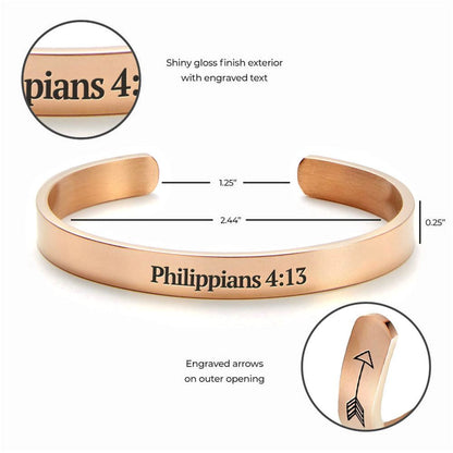Philippians 413 Cuff Bracelet, Christian Bracelet For Women, Bible Verse Bracelet, Christian Jewelry