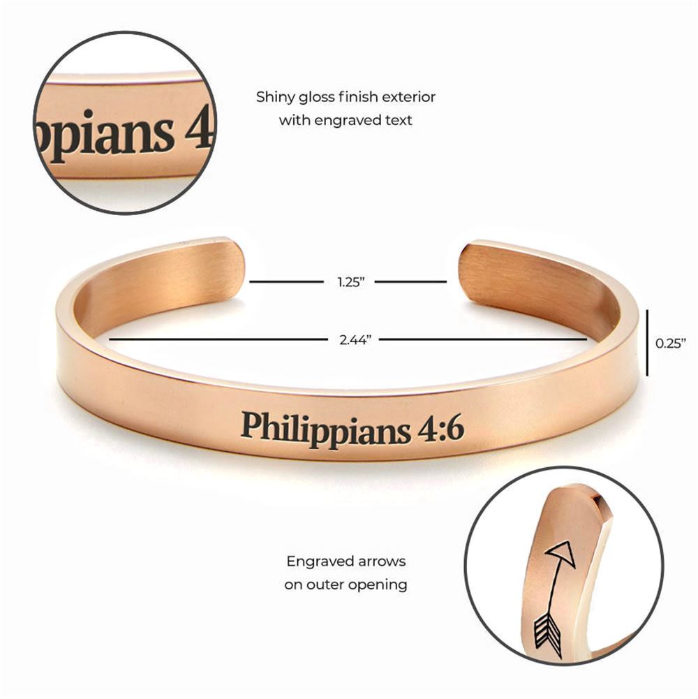 Philippians 46 Trust God & Pray Cuff Bracelet, Christian Bracelet For Women, Bible Verse Bracelet, Christian Jewelry