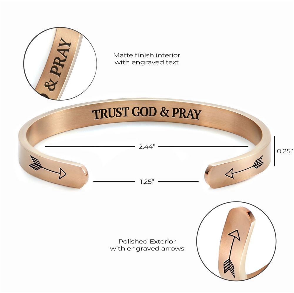 Philippians 46 Trust God & Pray Cuff Bracelet, Christian Bracelet For Women, Bible Verse Bracelet, Christian Jewelry
