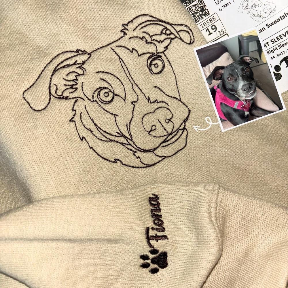Photo Embroidered Sweatshirt, Custom Dog Dad 3 Sweatshirt Embroidered Pet Face Name Portraits Photo, Christmas Gift