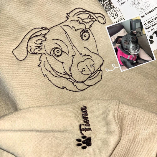 Photo Embroidered Sweatshirt, Custom Dog Dad 3 Sweatshirt Embroidered Pet Face Name Portraits Photo, Christmas Gift