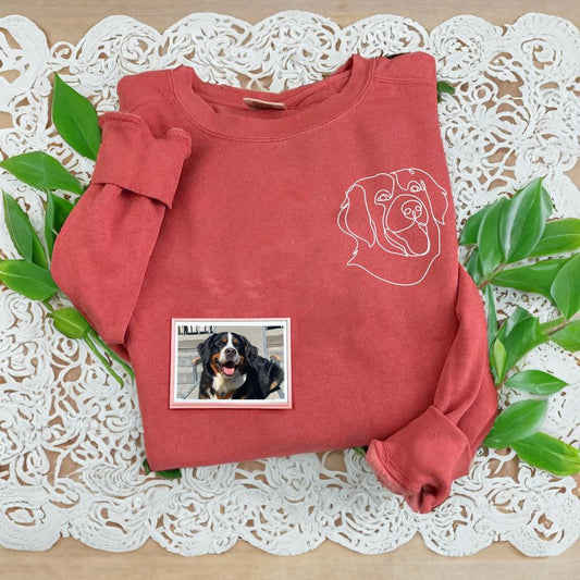 Photo Embroidered Sweatshirt, Custom Dog Embroidered Sweatshirt From Photo, Personalized Dog Lover 6 Sweatshirt With Dog Face, Christmas Gift