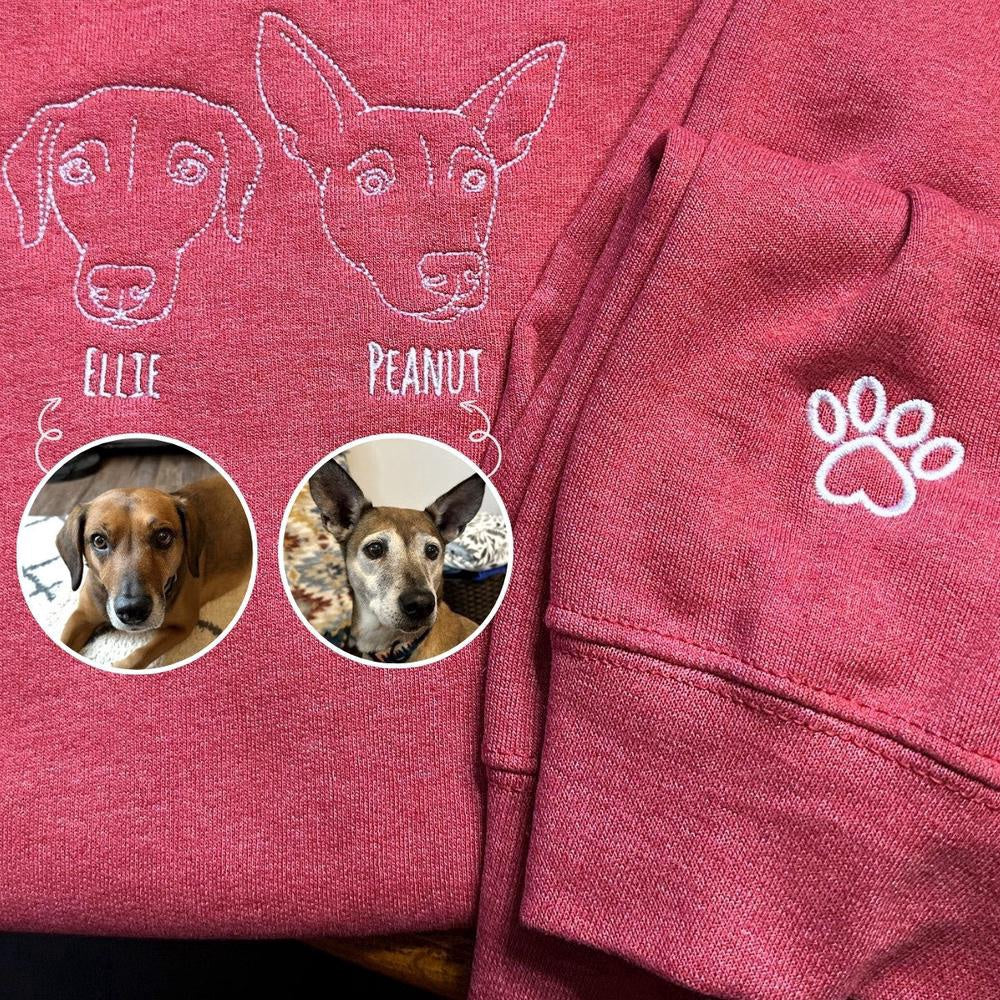 Photo Embroidered Sweatshirt, Custom Dog Embroidered Sweatshirt From Photo, Personalized Dog Lover 7 Sweatshirt With Dog Face, Christmas Gift