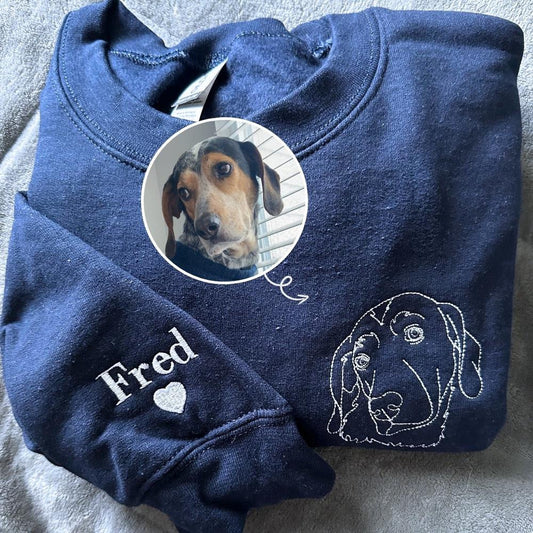 Photo Embroidered Sweatshirt, Custom Dog Mom 6 Sweatshirt Embroidered Pet Face Name Portraits Photo, Christmas Gift