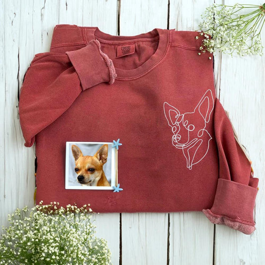 Photo Embroidered Sweatshirt, Custom Embroidered Dog Dad From Photo 5 Sweatshirt, Christmas Gift