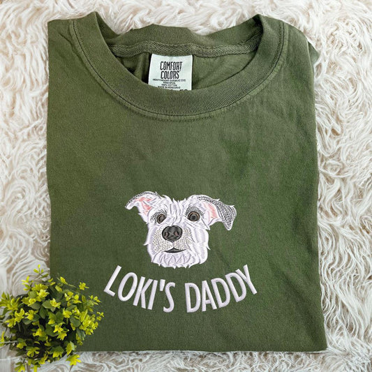 Photo Embroidered Sweatshirt, Custom Embroidered Dog Dad Sweatshirt With Dog Portrait From Photo 1 Sweatshirt, Christmas Gift