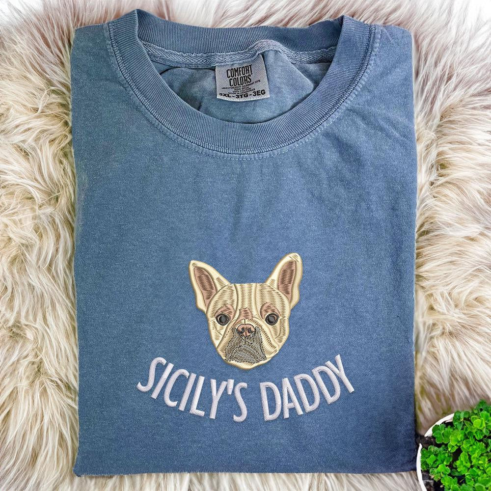 Photo Embroidered Sweatshirt, Custom Embroidered Dog Dad Sweatshirt With Dog Portrait From Photo 5 Sweatshirt, Christmas Gift