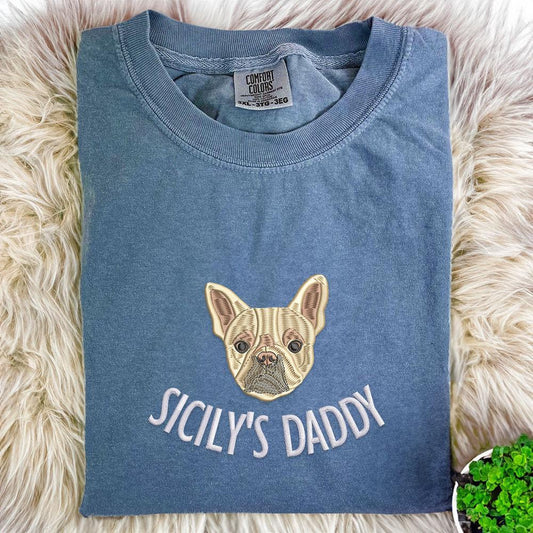 Photo Embroidered Sweatshirt, Custom Embroidered Dog Dad Sweatshirt With Dog Portrait From Photo 5 Sweatshirt, Christmas Gift