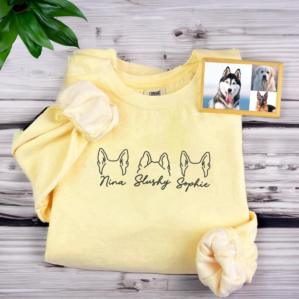 Photo Embroidered Sweatshirt, Custom Embroidered Dog Ear 1 Sweatshirt From Photo, Christmas Gift