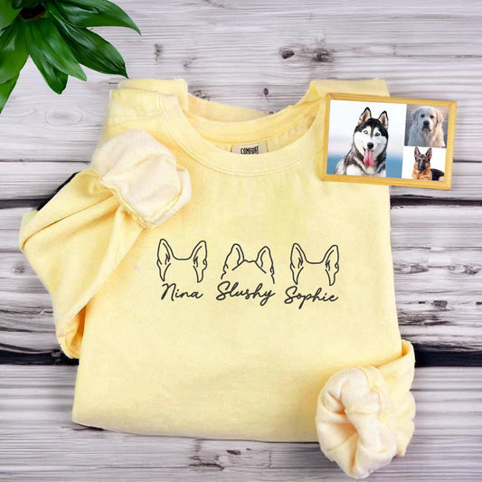 Photo Embroidered Sweatshirt, Custom Embroidered Dog Ear 1 Sweatshirt From Photo, Christmas Gift
