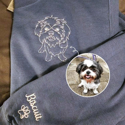 Photo Embroidered Sweatshirt, Custom Embroidered Dog Face 3 Sweatshirt From Your Photo, Christmas Gift