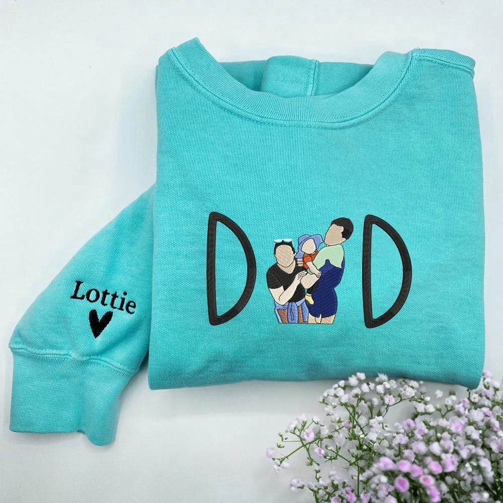Photo Embroidered Sweatshirt, Custom Embroidered Papi Portrait From Photo 1 Sweatshirt, Christmas Gift