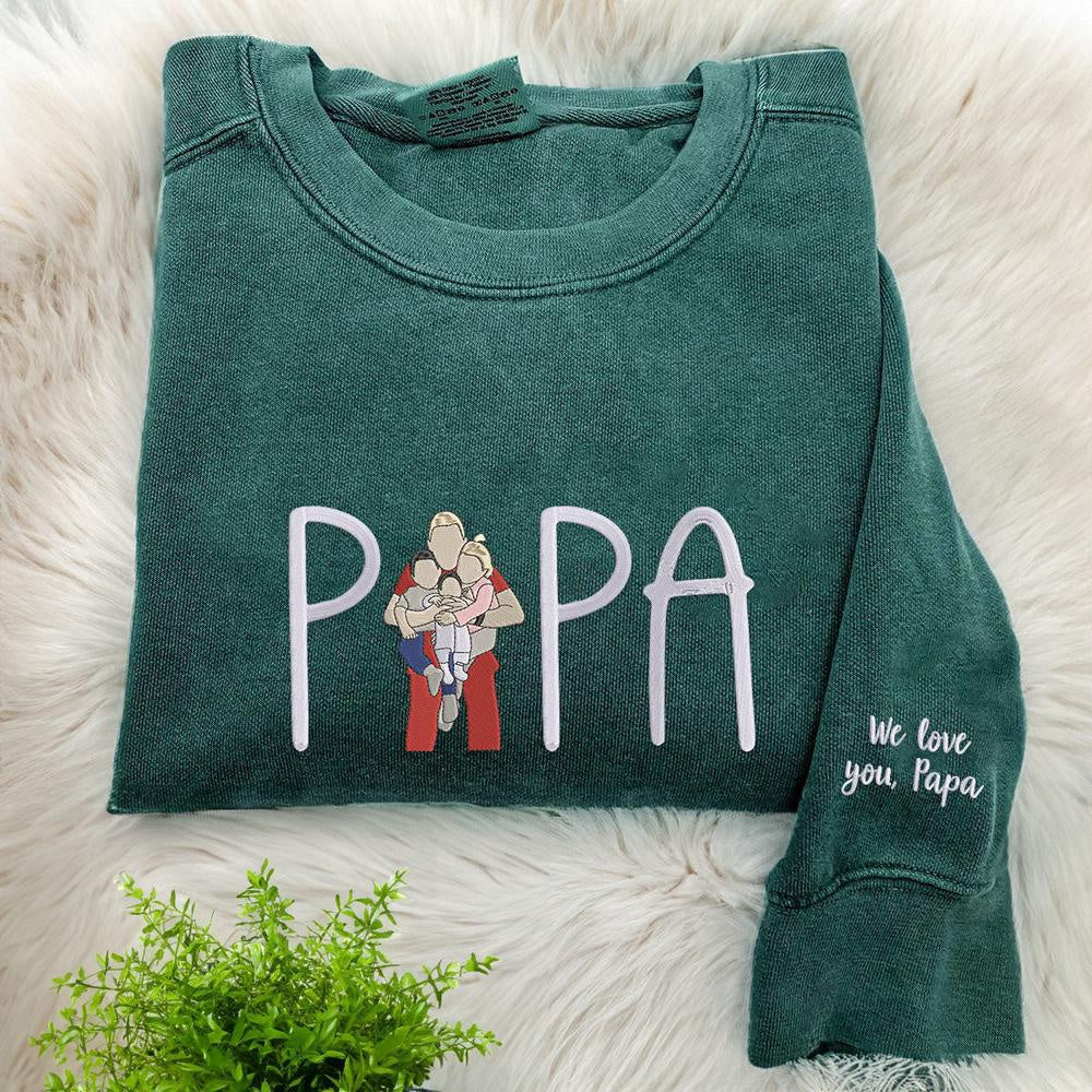Photo Embroidered Sweatshirt, Custom Embroidered Papi Portrait From Photo 4 Sweatshirt, Christmas Gift
