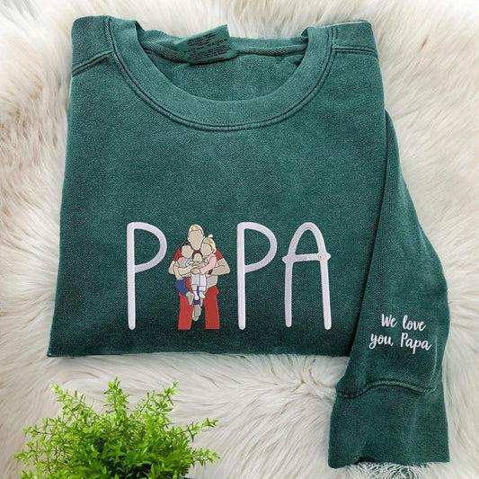Photo Embroidered Sweatshirt, Custom Embroidered Papi Portrait From Photo 4 Sweatshirt, Christmas Gift