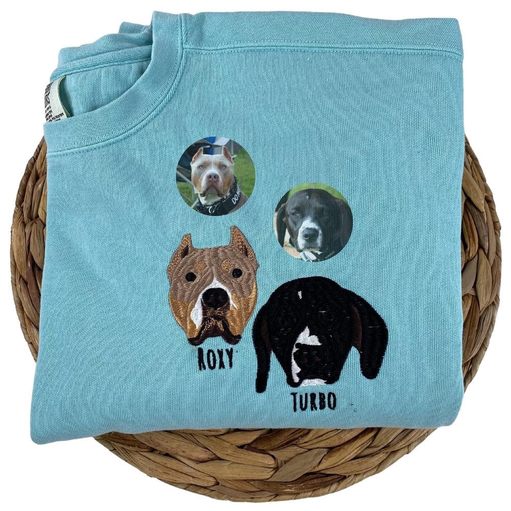 Photo Embroidered Sweatshirt, Custom Embroidered Pet Outline 1 Sweatshirt From Photo, Christmas Gift