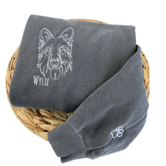 Photo Embroidered Sweatshirt, Custom Embroidered Pet Outline 3 Sweatshirt From Photo, Christmas Gift