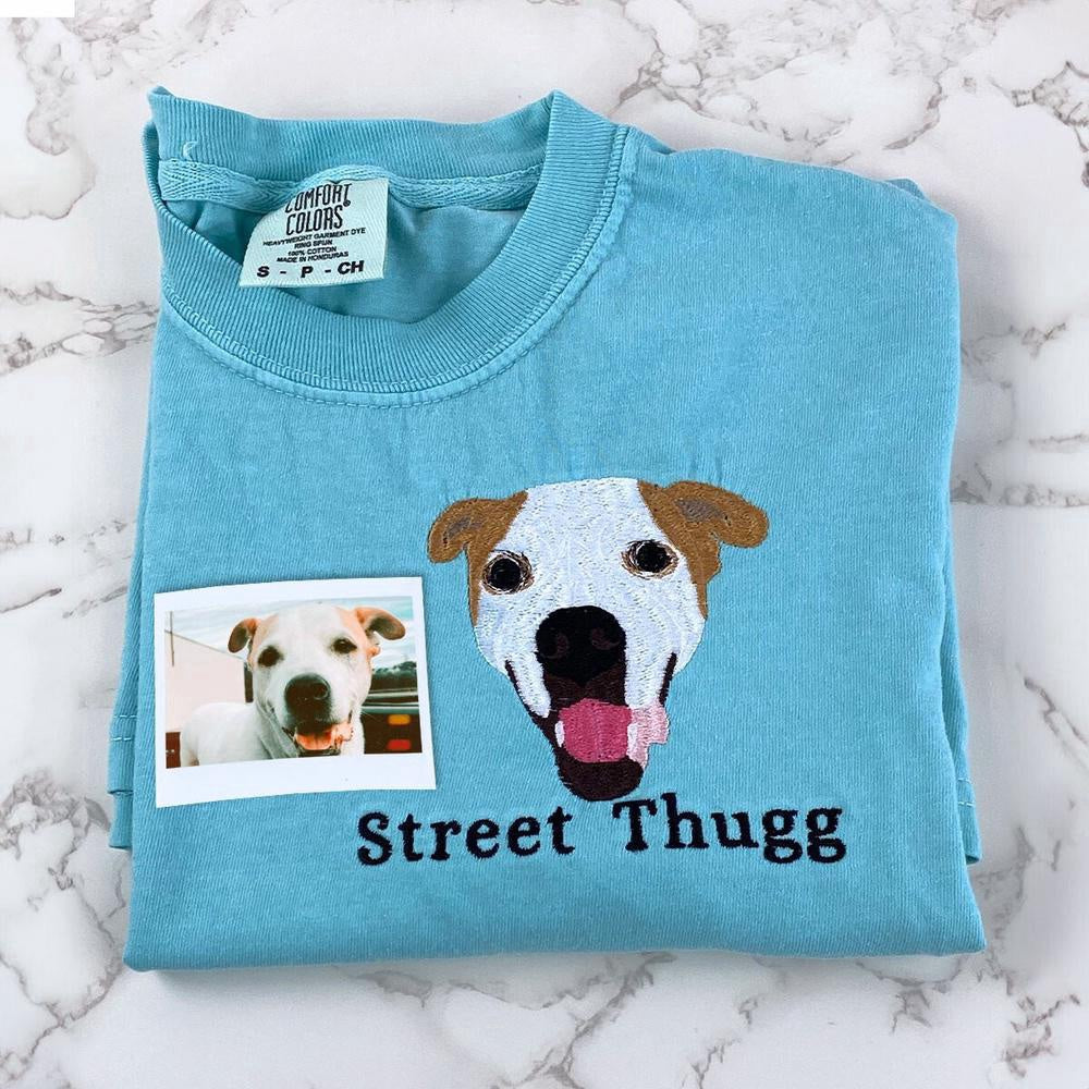 Photo Embroidered Sweatshirt, Custom Embroidered Pet Outline 5 Sweatshirt From Photo, Christmas Gift