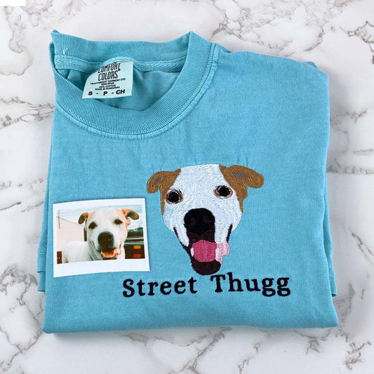 Photo Embroidered Sweatshirt, Custom Embroidered Pet Outline 5 Sweatshirt From Photo, Christmas Gift