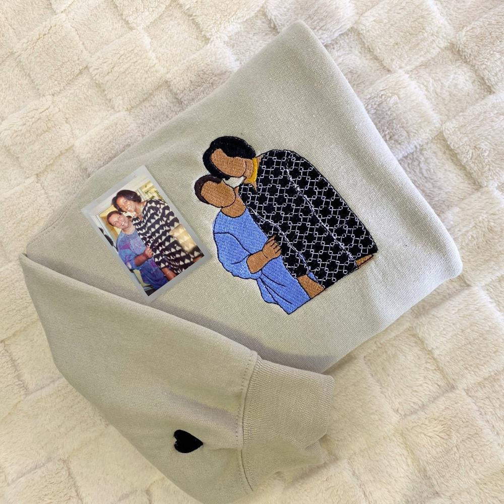 Photo Embroidered Sweatshirt, Personalized Matching Best Friend 7 Sweatshirts With Photo Outline, Icon Name, Christmas Gift