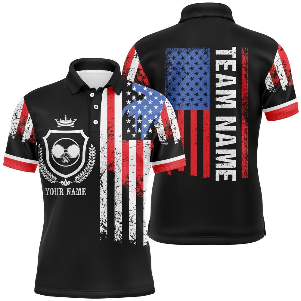 Pickleball Polo Shirts, American Flag Custom Pickleball Men's Polo Shirts, Pickleball Paddles And Balls Outfits For Players