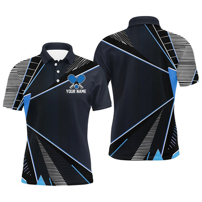 Pickleball Polo Shirts, Black And Blue Personalized Pickleball Jerseys For Men, Pickleball Polo Shirts Uniform