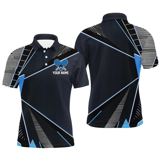Pickleball Polo Shirts, Black And Blue Personalized Pickleball Jerseys For Men, Pickleball Polo Shirts Uniform