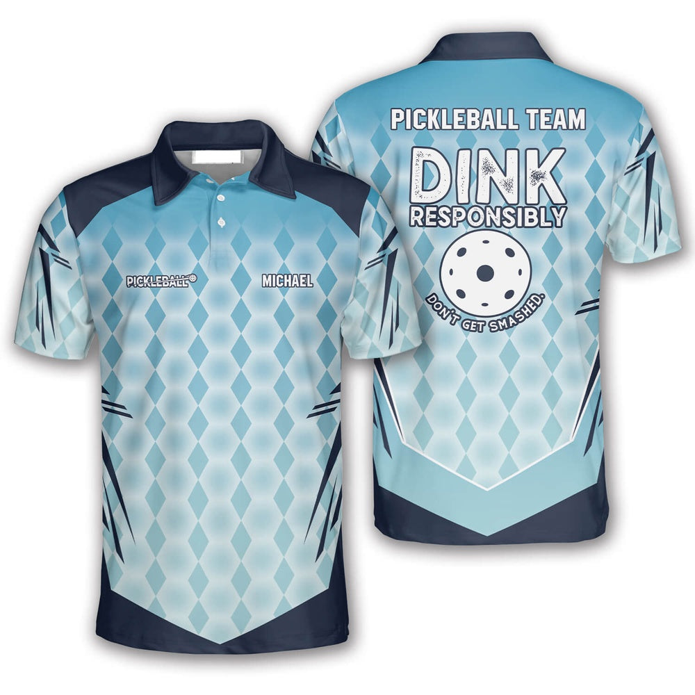 Pickleball Polo Shirts, Blue Hive Pattern Pickleball Polo Shirts