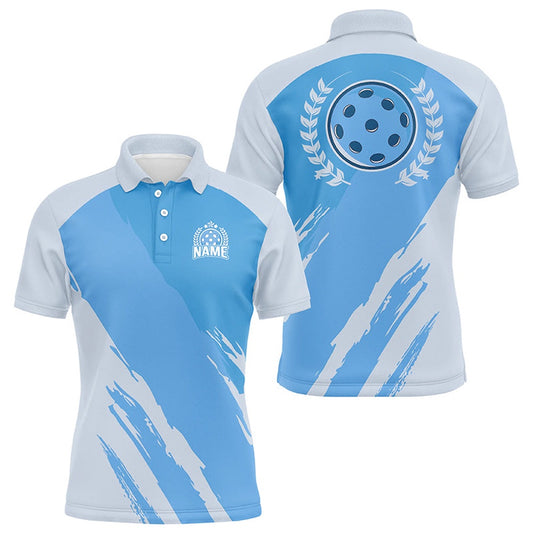 Pickleball Polo Shirts, Blue Pickleball Polo Shirts For Men, Pickleball Tournament Jerseys With Custom Name