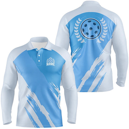 Pickleball Polo Shirts, Blue Pickleball Polo Shirts For Men, Pickleball Tournament Jerseys With Custom Name