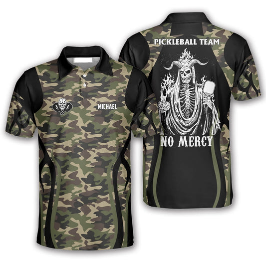 Pickleball Polo Shirts, Camo Skull Pickleball Polo Shirts