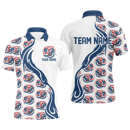Pickleball Polo Shirts, Custom American Flag Patriotic Pickleball Polo Shirts For Men, Us Flag Pickleball Jerseys