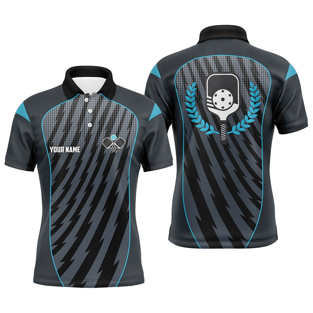 Pickleball Polo Shirts, Custom Blue Pickleball Jerseys Outdoor Pickleball Men Polo Shirts Pickleball Ball And Paddles