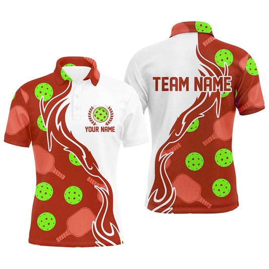 Pickleball Polo Shirts, Custom Christmas Pickleball Shirts For Men, Red And Green Casual Pickleball Polo Tops