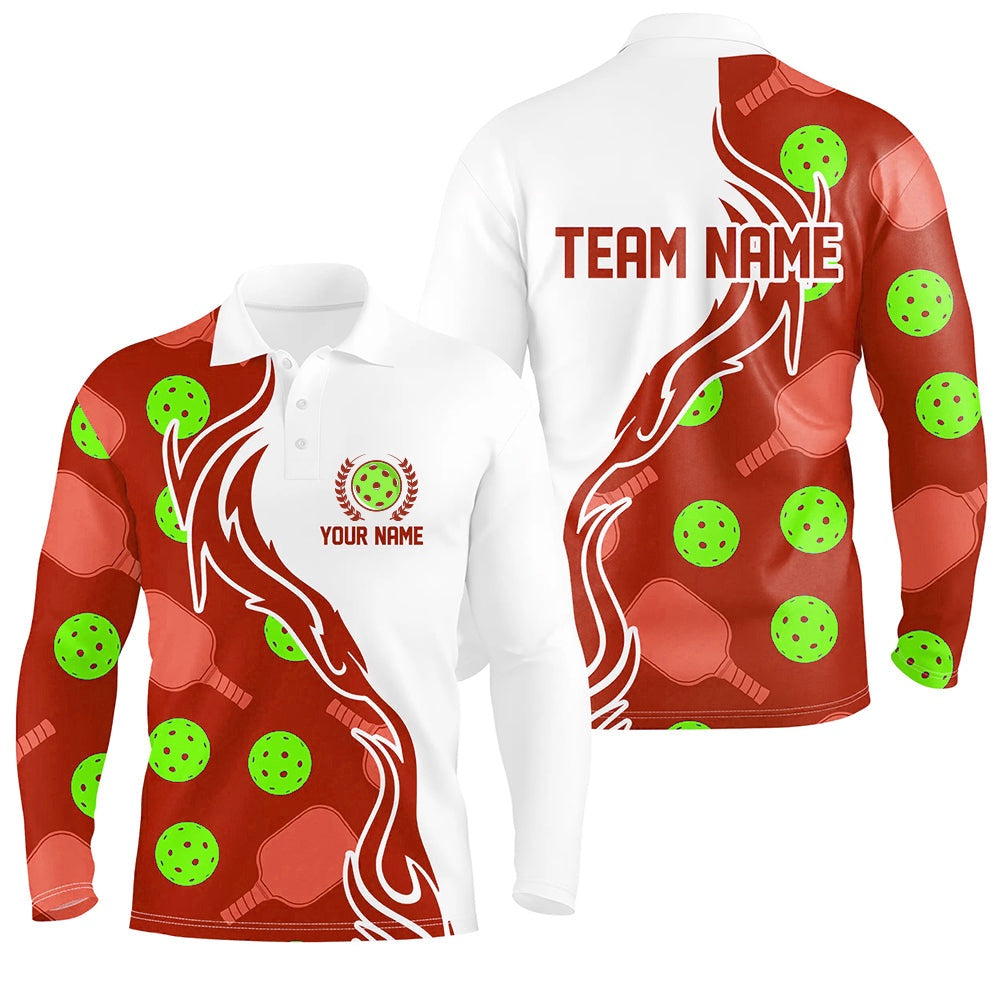 Pickleball Polo Shirts, Custom Christmas Pickleball Shirts For Men, Red And Green Casual Pickleball Polo Tops