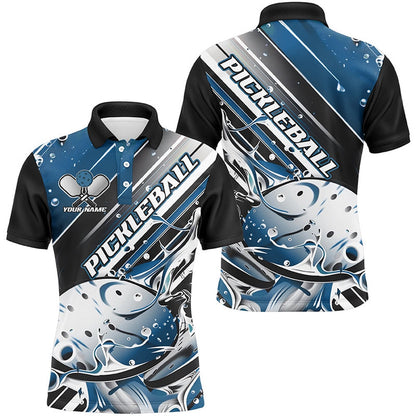 Pickleball Polo Shirts, Custom Men'S Pickleball Polo Shirts, Black And Blue Pickleball Outfit Pickleball Team Shirts