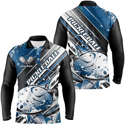 Pickleball Polo Shirts, Custom Men'S Pickleball Polo Shirts, Black And Blue Pickleball Outfit Pickleball Team Shirts