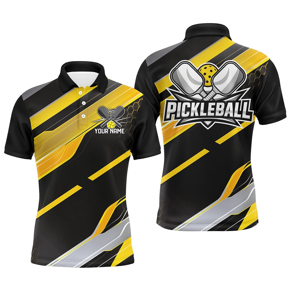 Pickleball Polo Shirts, Custom Men'S Pickleball Polo Shirts For Men, Outdoor Pickleball Outfits For Players Yellow