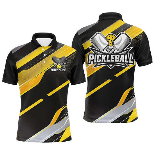 Pickleball Polo Shirts, Custom Men'S Pickleball Polo Shirts For Men, Outdoor Pickleball Outfits For Players Yellow