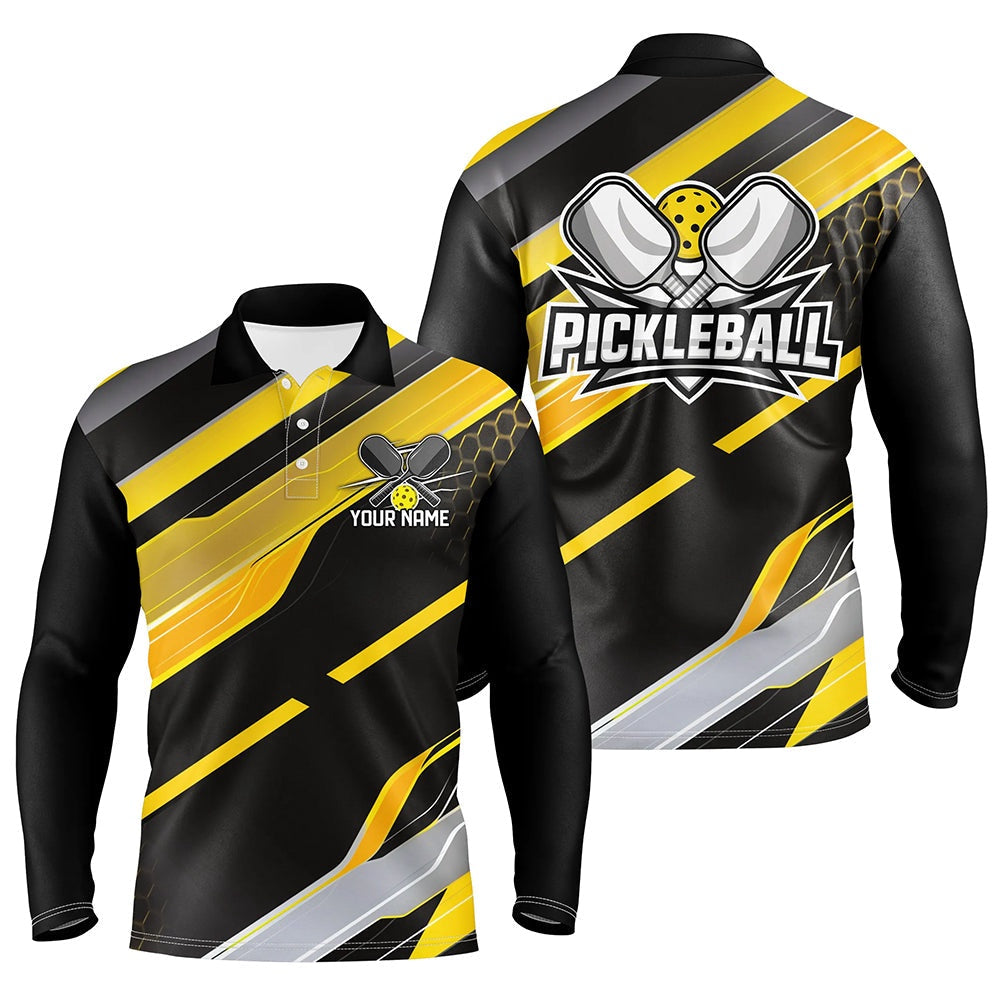 Pickleball Polo Shirts, Custom Men'S Pickleball Polo Shirts For Men, Outdoor Pickleball Outfits For Players Yellow