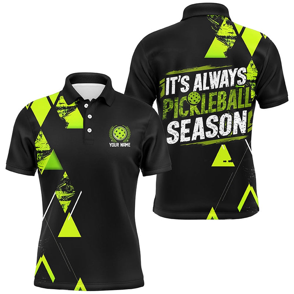 Pickleball Polo Shirts, Custom Name Sayings It'S Always Pickleball Season Green
