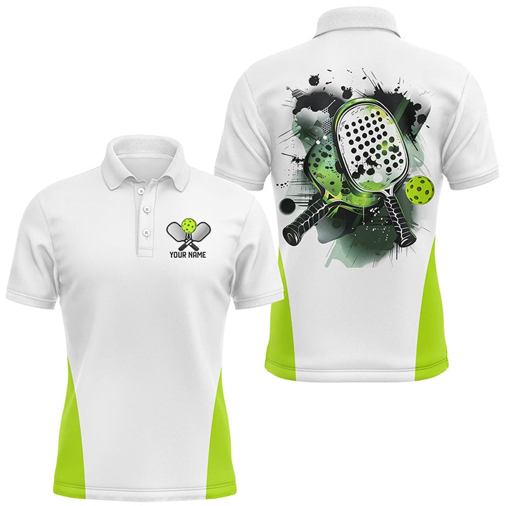 Pickleball Polo Shirts, Custom Watercolor Pickleball Polo Shirts, Men'S Pickleball Outfits Pickleball Gifts Green