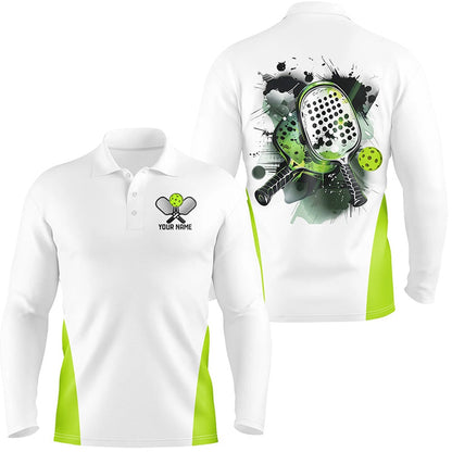 Pickleball Polo Shirts, Custom Watercolor Pickleball Polo Shirts, Men'S Pickleball Outfits Pickleball Gifts Green