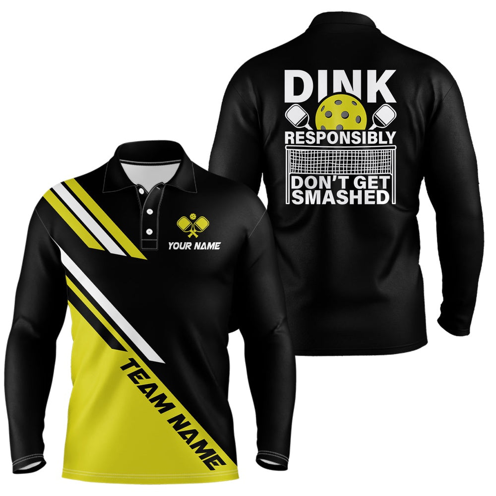 Pickleball Polo Shirts, Funy Dink Responsibly Custom Men'S Pickleball Polo Shirts, Pickleball Team Tournament Shirts Yellow