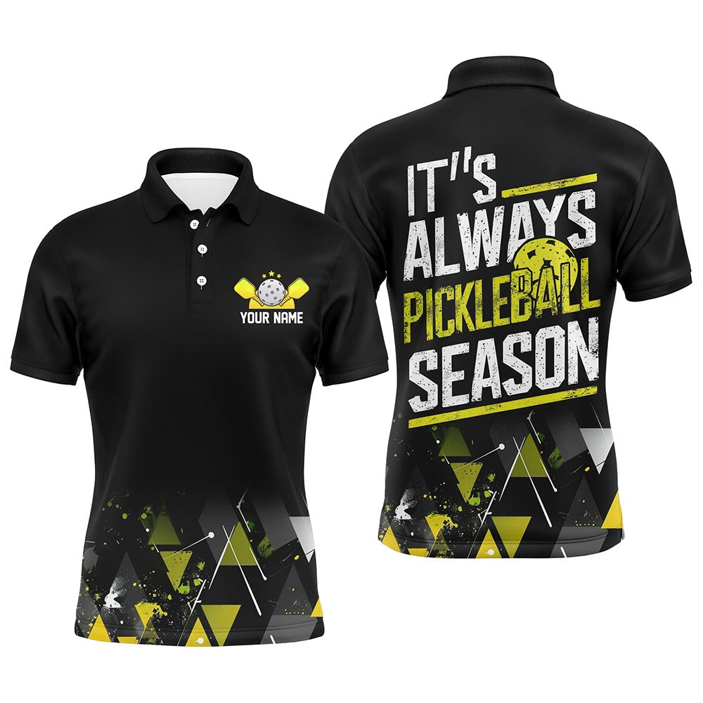 Pickleball Polo Shirts, It'S Always Pickleball Season Men'S Pickleball Outfits Custom Pickleball Team Uniform Yellow