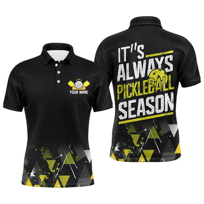 Pickleball Polo Shirts, It'S Always Pickleball Season Men'S Pickleball Outfits Custom Pickleball Team Uniform Yellow