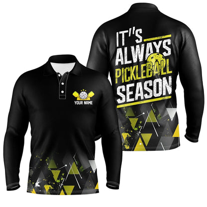 Pickleball Polo Shirts, It'S Always Pickleball Season Men'S Pickleball Outfits Custom Pickleball Team Uniform Yellow