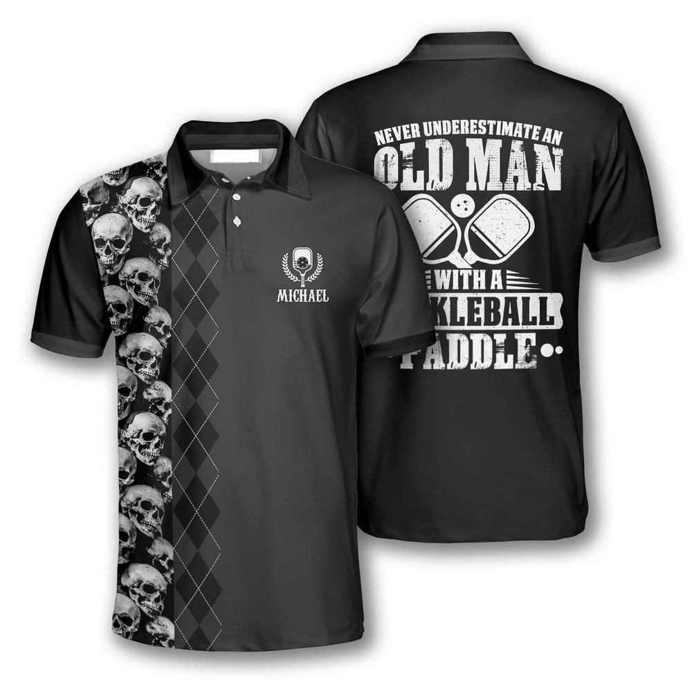 Pickleball Polo Shirts, Never Underestimate An Old Man With a Pickleball Paddle Custom Pickleball Polo Shirts