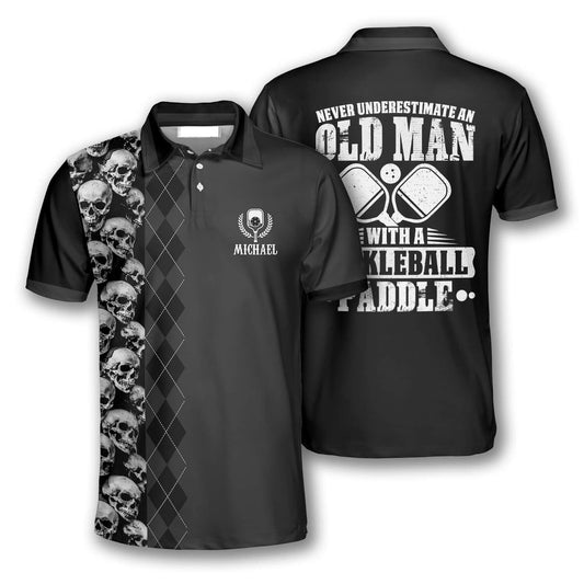 Pickleball Polo Shirts, Never Underestimate An Old Man With a Pickleball Paddle Custom Pickleball Polo Shirts